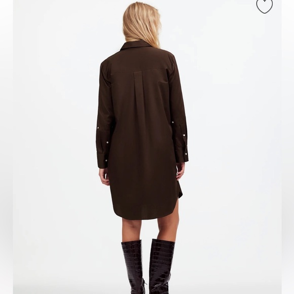 NWT Madewell Chocolate Brown Shirt Dress - Picture 2 of 6